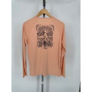 Reel Life Women's Long Sleeve Sun Shirt L/G Peach Performance Top Back Print